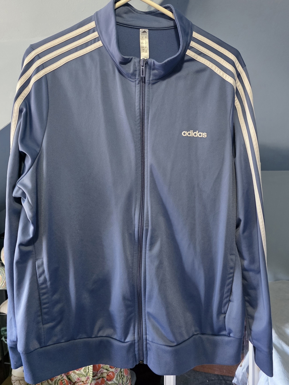 adidas Men’s Blue Track Jacket with White Stripes